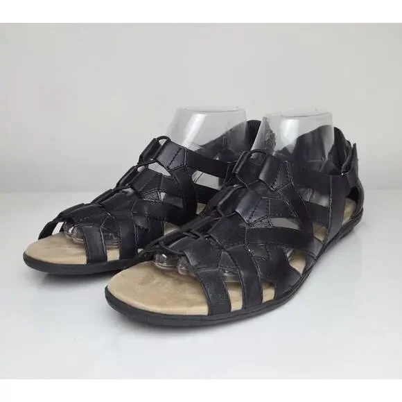 Earth Origins Belle Bridget Shoes Leather Sandals Size 10M Black - Picture 5 of 10
